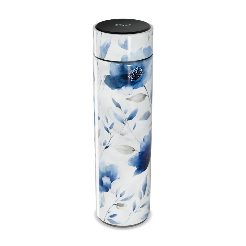 Garrafa Térmica Touch - Floral Azul Branca