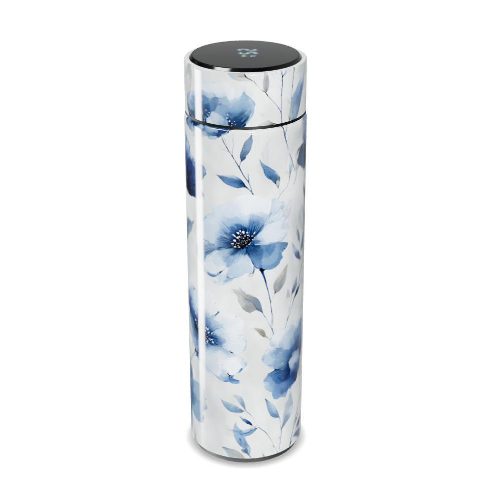 Garrafa Térmica Touch - Floral Azul Branca