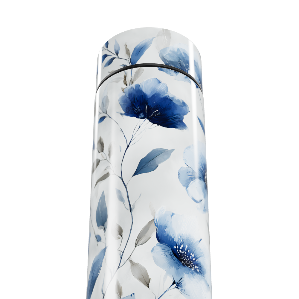 Garrafa Térmica Touch - Floral Azul Branca