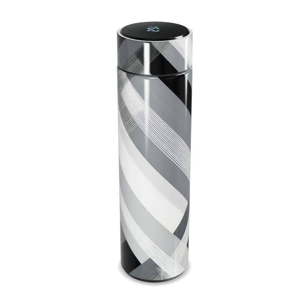 Garrafa Térmica Touch Listrada Preta e Branca