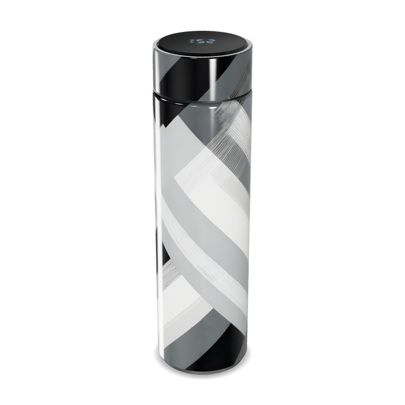 Garrafa Térmica Touch Listrada Preta e Branca