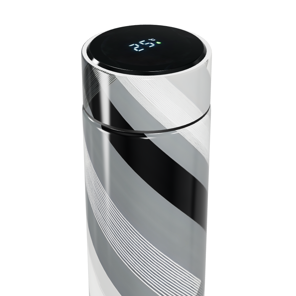 Garrafa Térmica Touch Listrada Preta e Branca