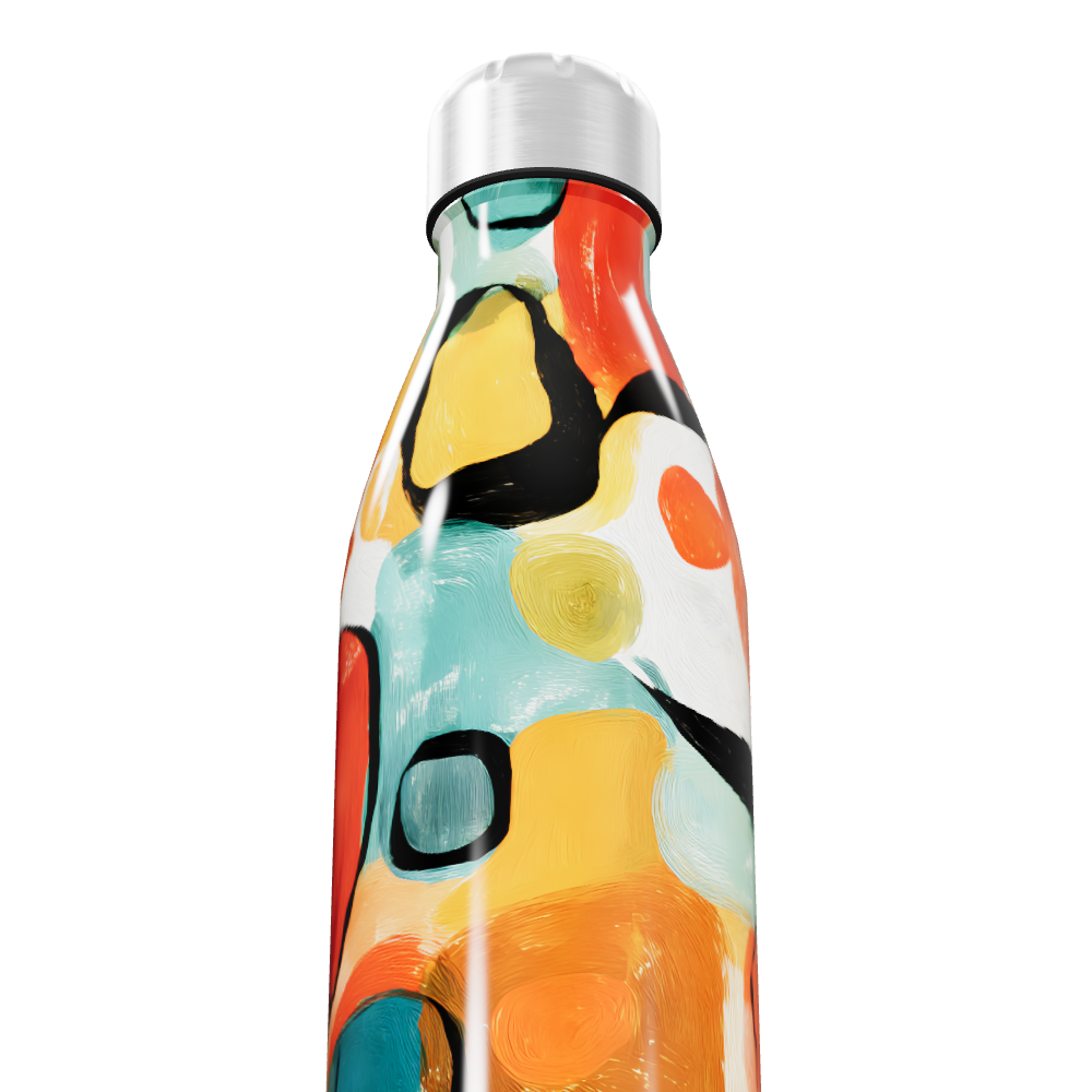 Garrafa Inox - Estampa Abstrata Colorida