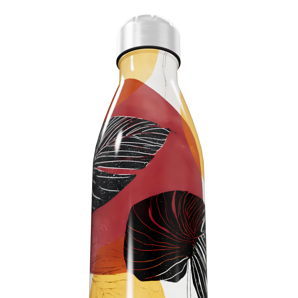 Garrafa Inox - Estampa Folhas Coloridas
