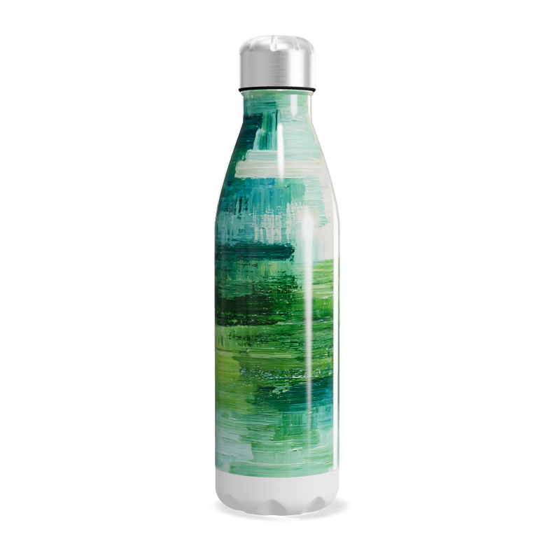 Garrafa Inox - Verde com Estampa Abstrata