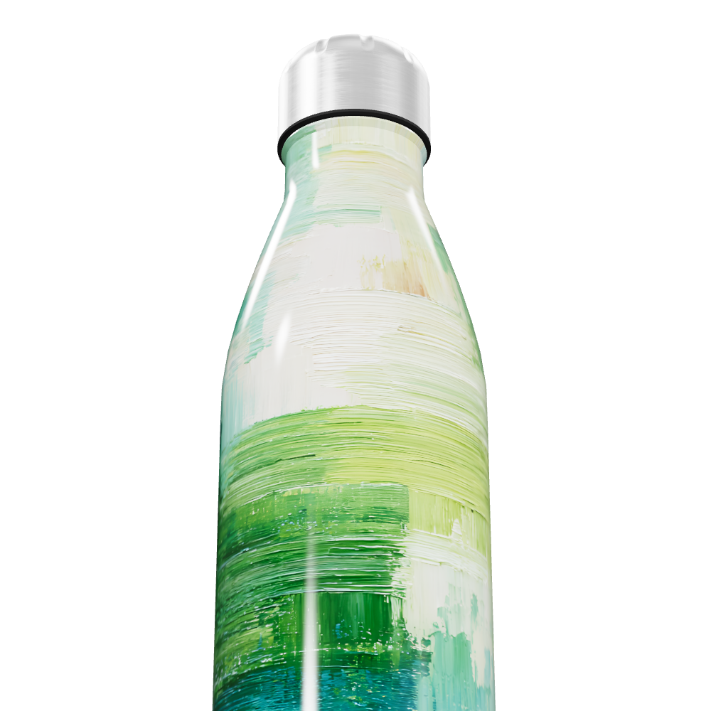 Garrafa Inox - Verde com Estampa Abstrata