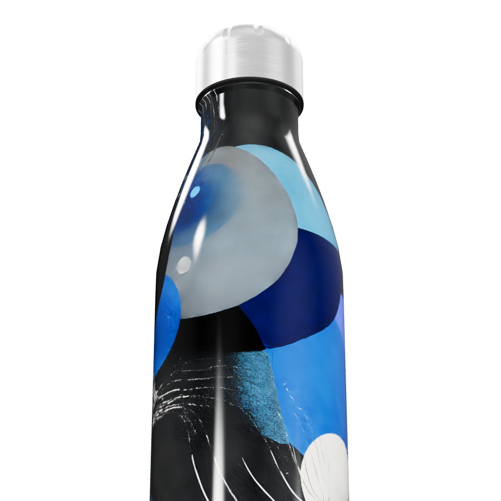 Garrafa Inox Estampada Azul e Preto