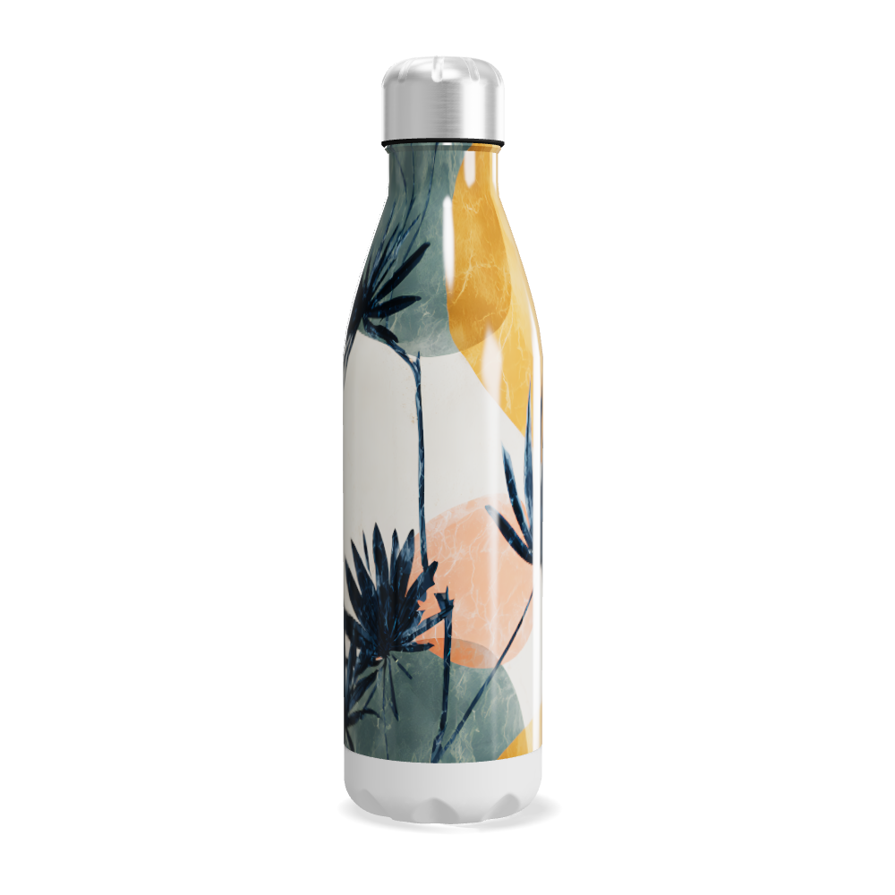 Garrafa Inox Estampada Folhas Coloridas