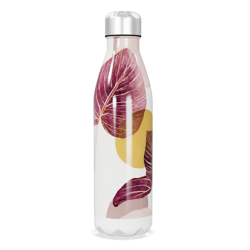 Garrafa Inox Folhas Roxas e Amarelas