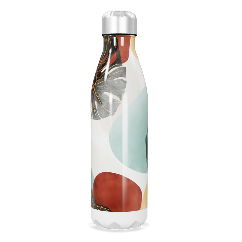 Garrafa Inox - Colorida com Folhagens