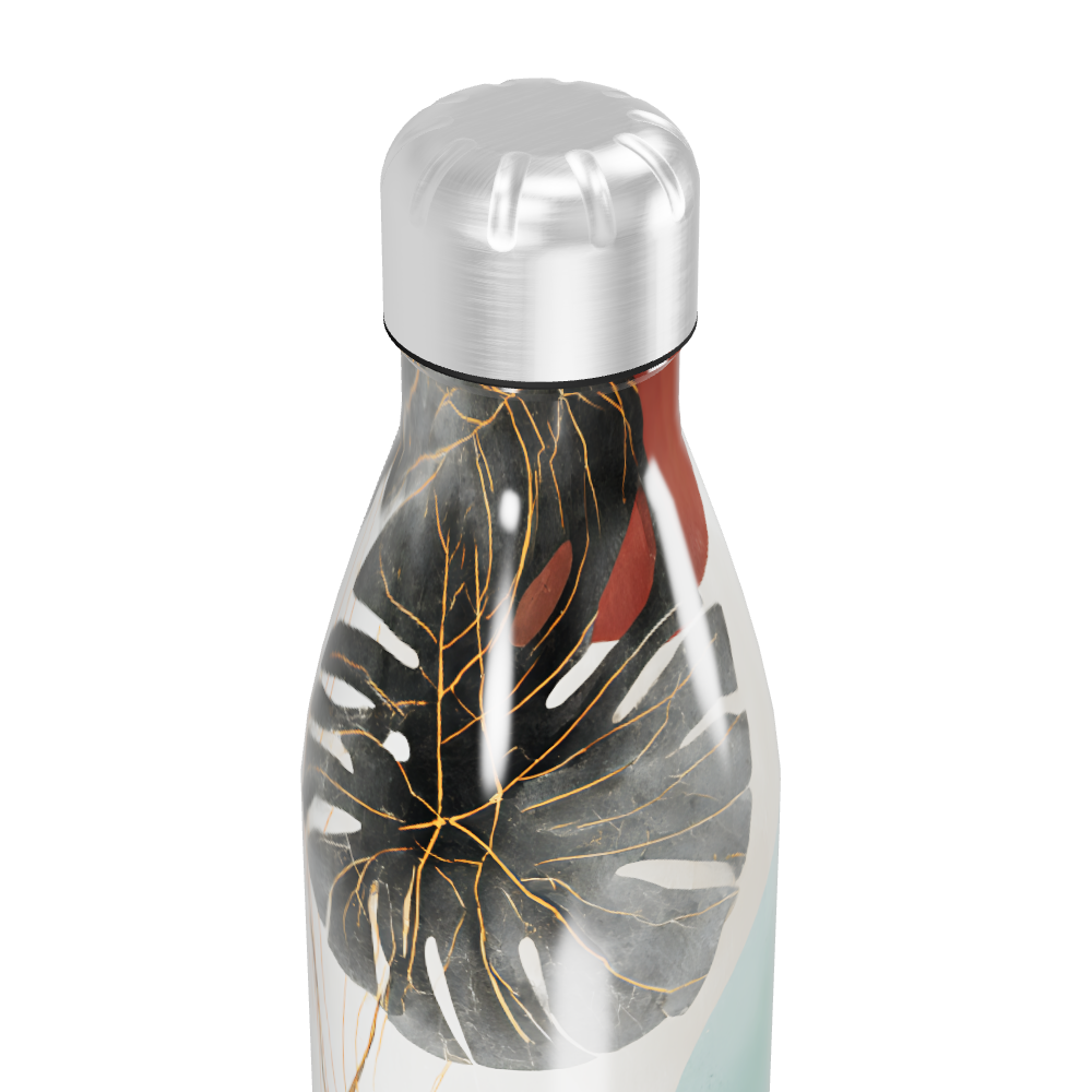 Garrafa Inox - Colorida com Folhagens