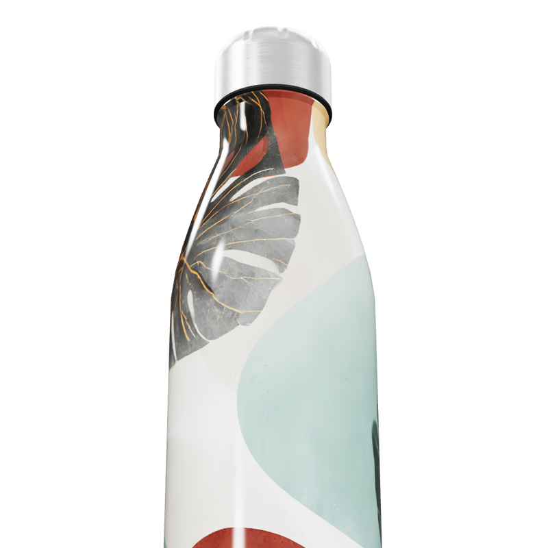 Garrafa Inox - Colorida com Folhagens