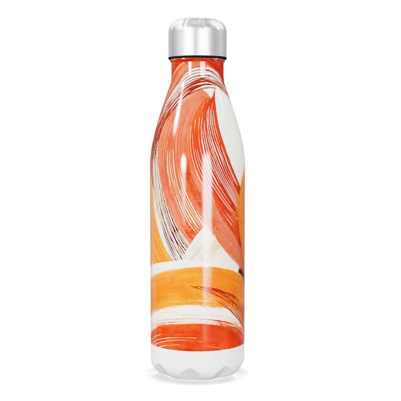 Garrafa Inox Pintura Laranja e Branca