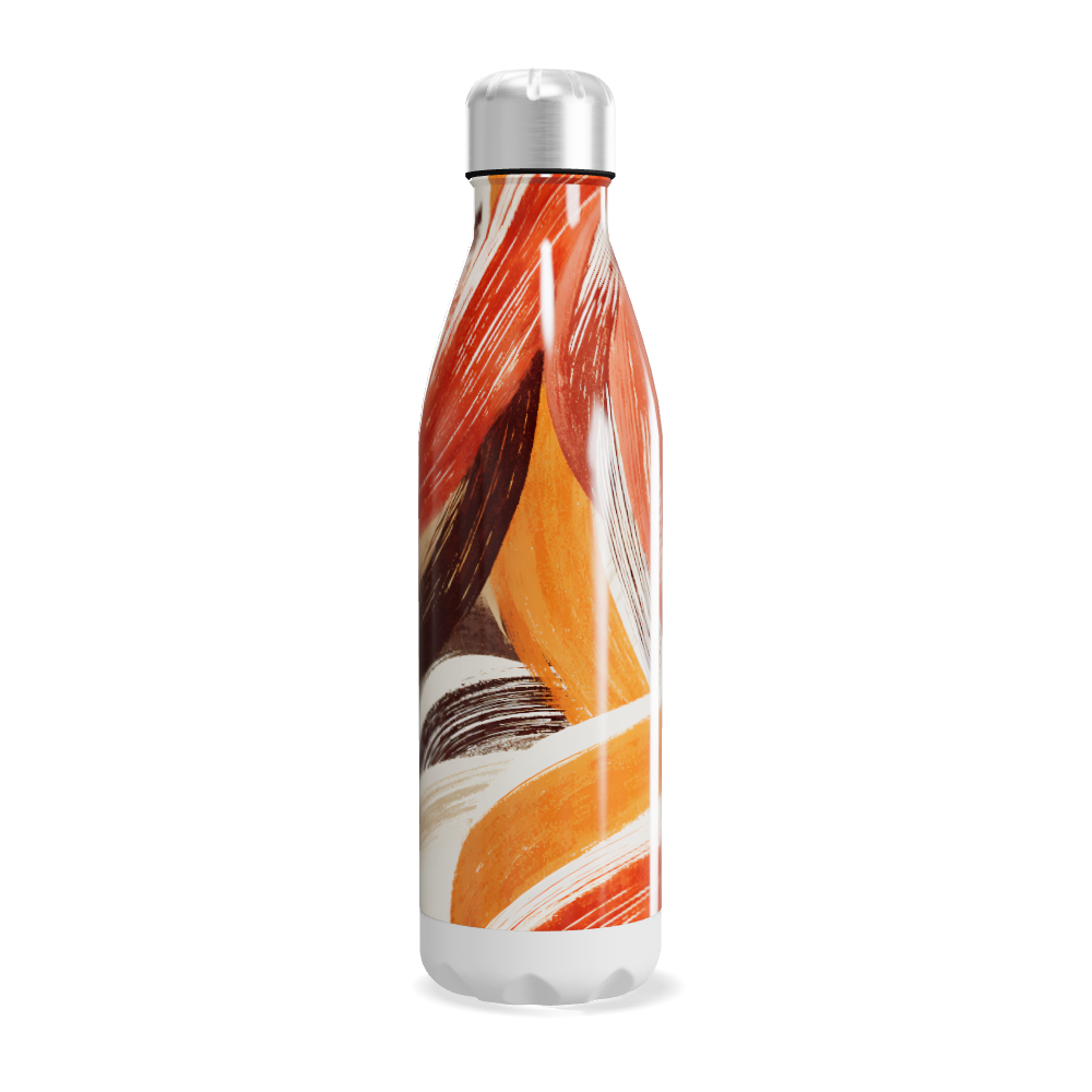 Garrafa Inox Pintura Laranja e Branca