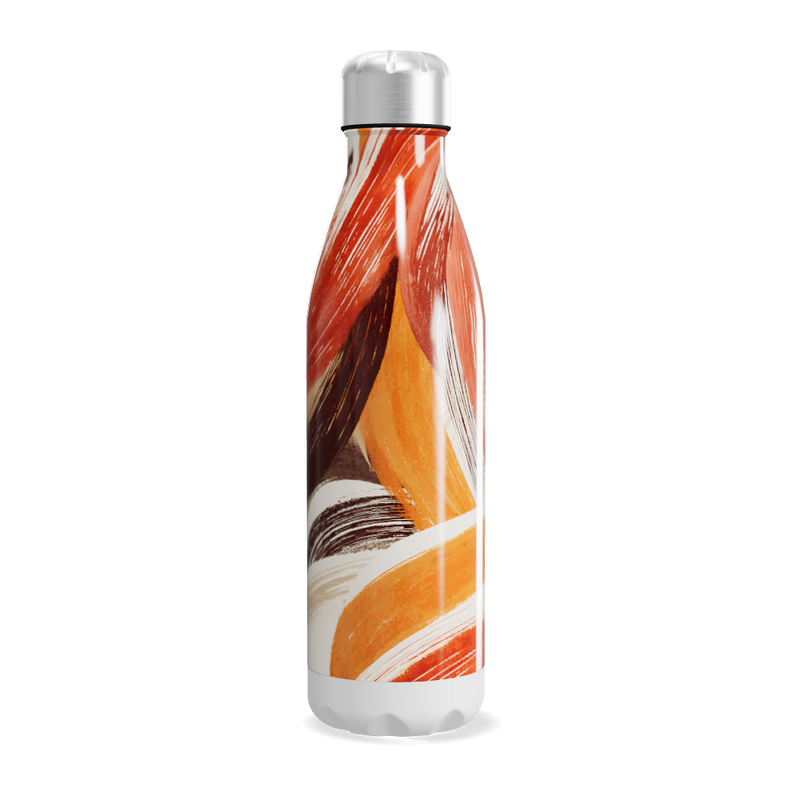 Garrafa Inox Pintura Laranja e Branca