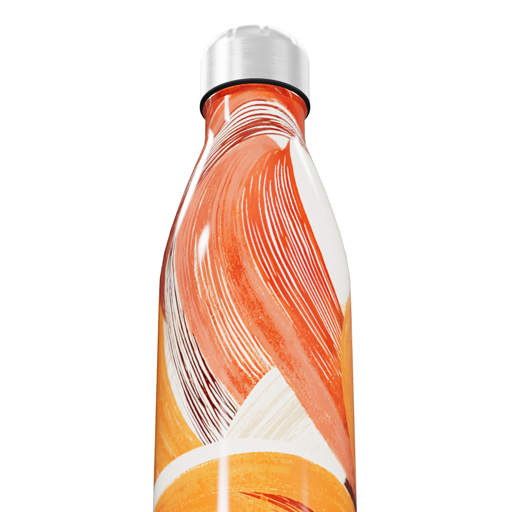 Garrafa Inox Pintura Laranja e Branca