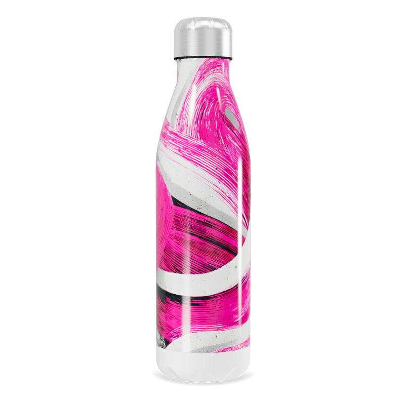 Garrafa Inox - Rosa com Estampa Artística