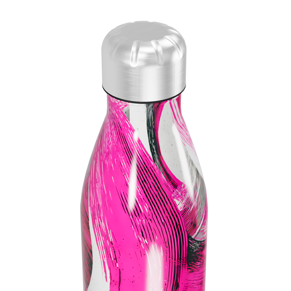 Garrafa Inox - Rosa com Estampa Artística