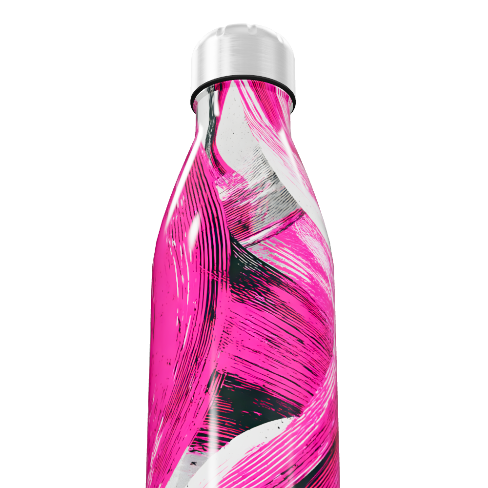 Garrafa Inox - Rosa com Estampa Artística