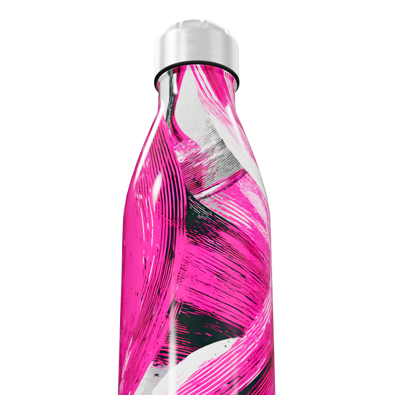 Garrafa Inox - Rosa com Estampa Artística