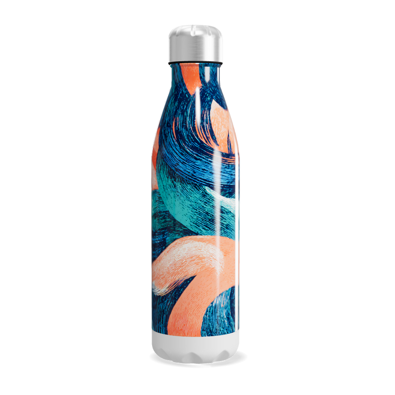 Garrafa Inox Estampa Azul e Laranja