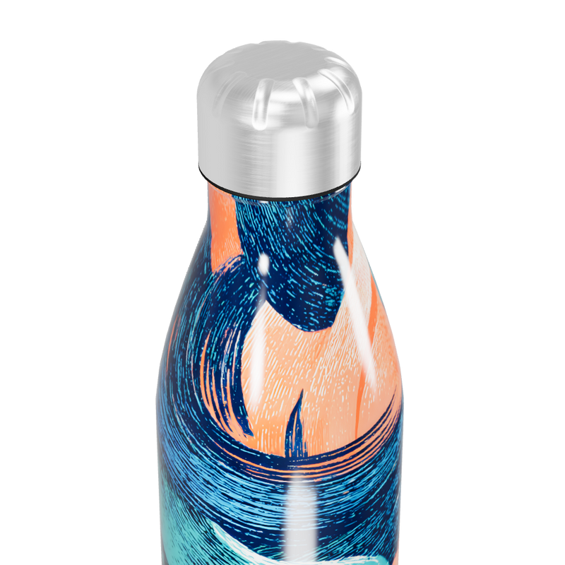 Garrafa Inox Estampa Azul e Laranja