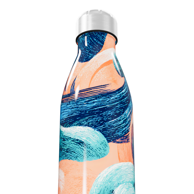 Garrafa Inox Estampa Azul e Laranja