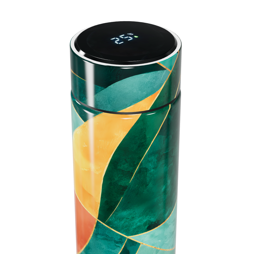 Garrafa Térmica Touch - Verde Estampada Elegante