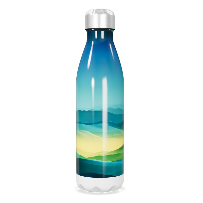Garrafa Inox - Azul com Estampa Paisagem