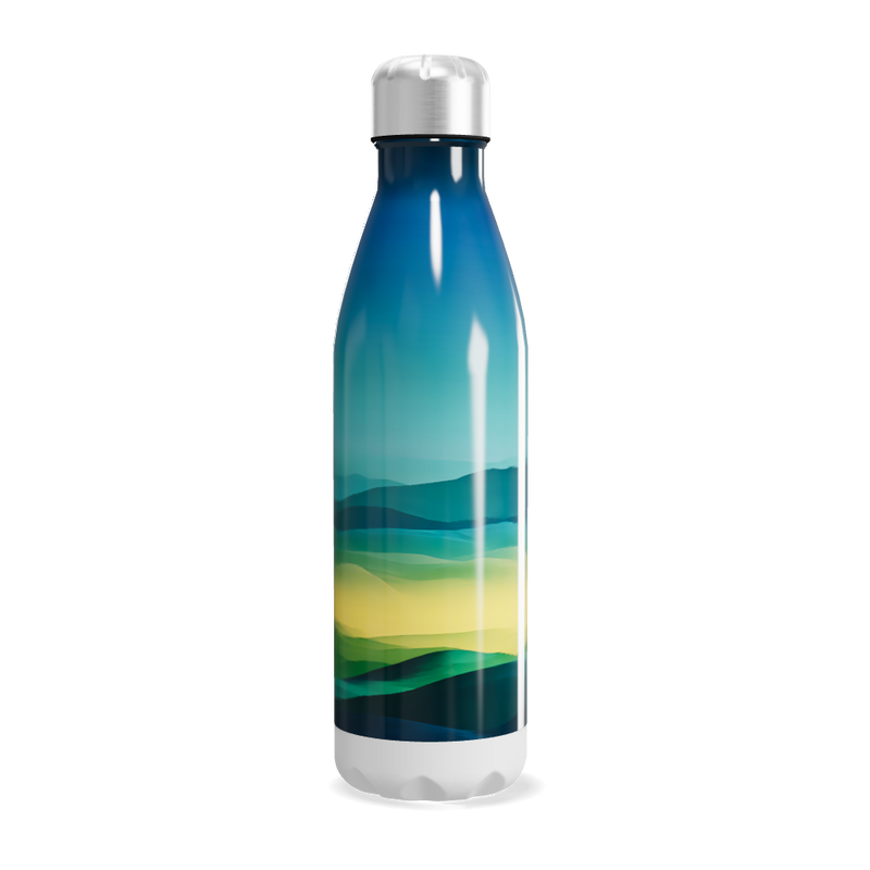 Garrafa Inox - Azul com Estampa Paisagem