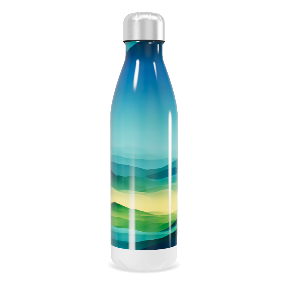 Garrafa Inox - Azul com Estampa Paisagem