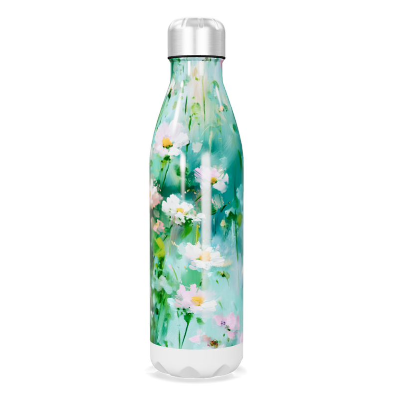 Garrafa Inox - Floral Verde com Flores
