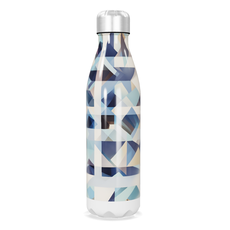 Garrafa Inox - Estampa Geométrica Azul