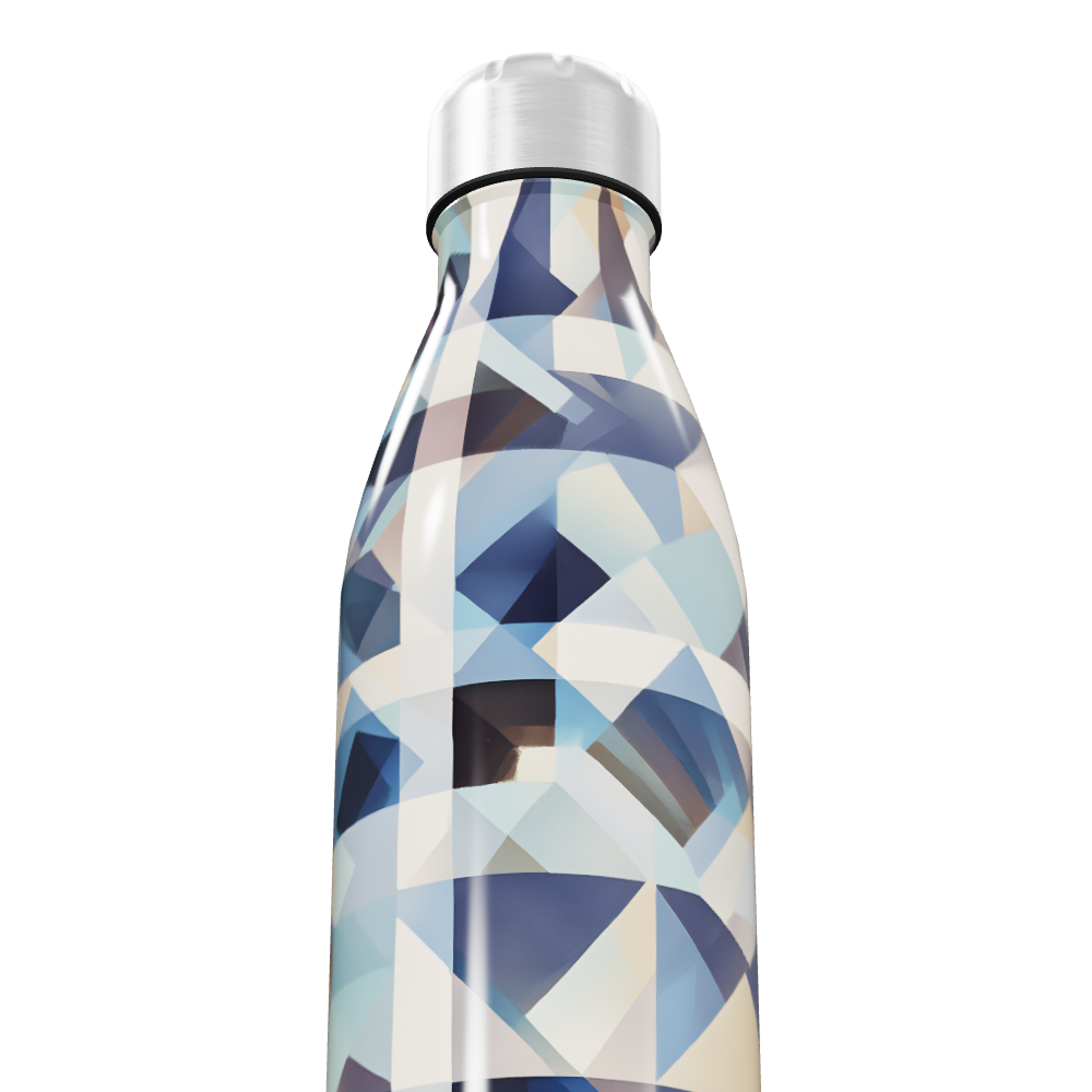 Garrafa Inox - Estampa Geométrica Azul