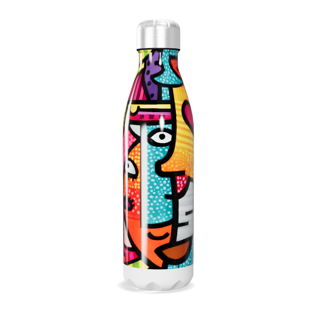 Garrafa Inox - Estampa Colorida Faces