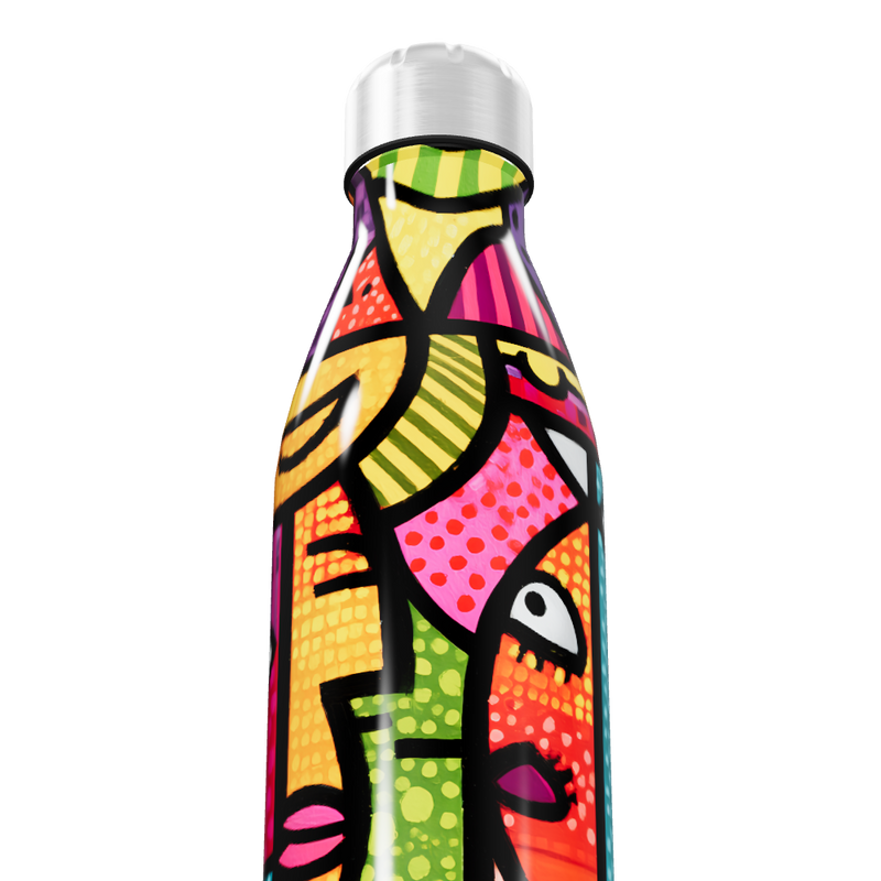 Garrafa Inox - Estampa Colorida Faces
