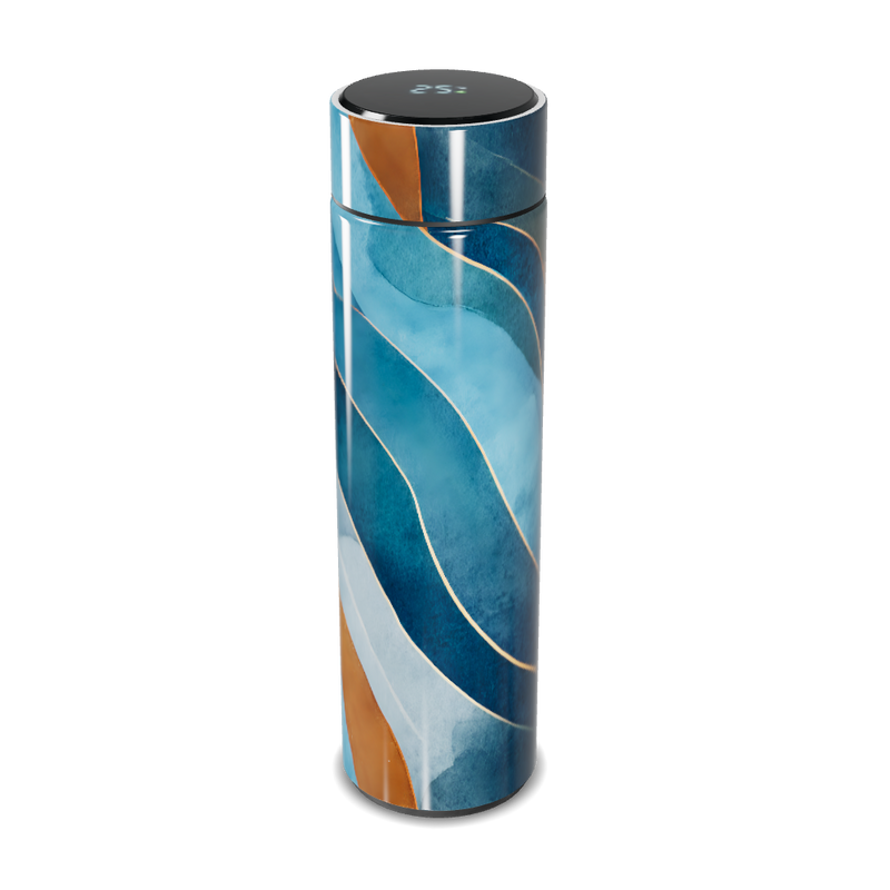 Garrafa Térmica Touch - Azul com Estampa Ondulada