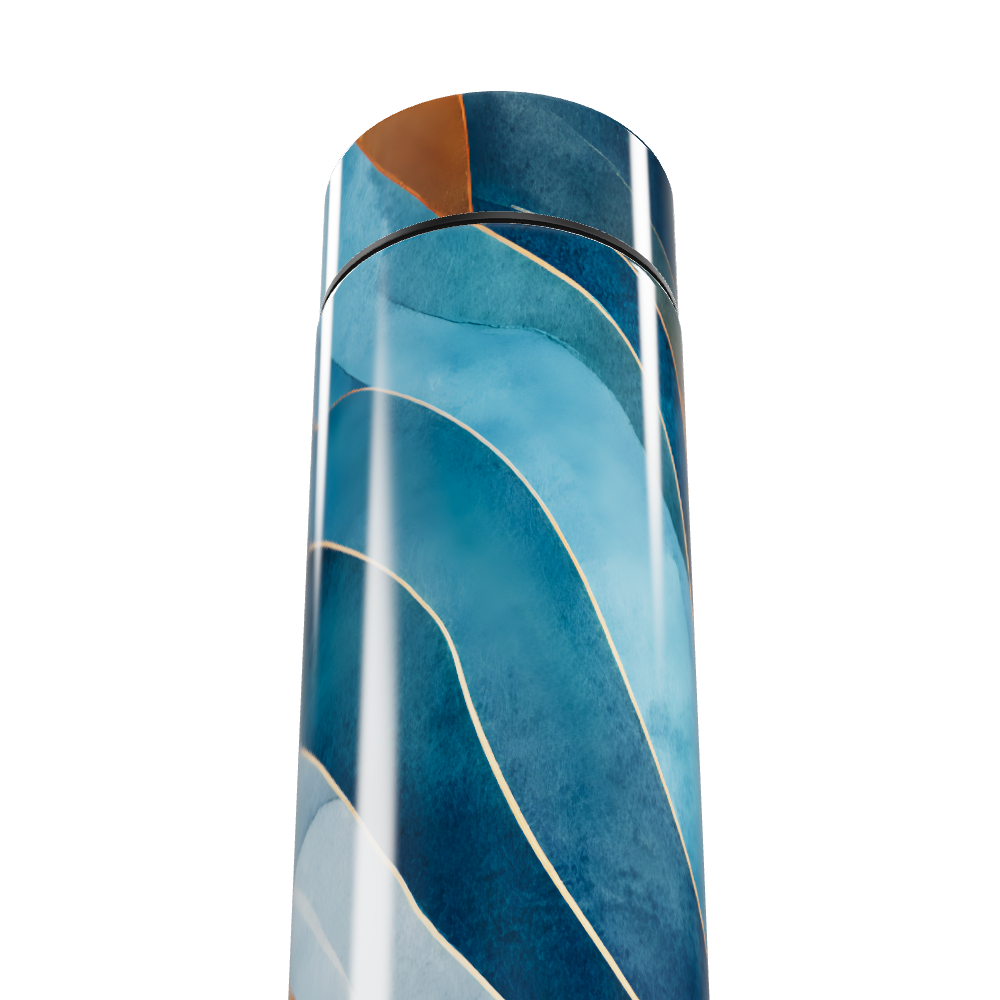 Garrafa Térmica Touch - Azul com Estampa Ondulada