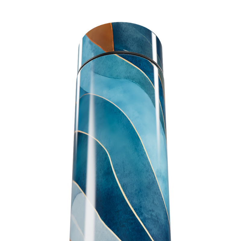 Garrafa Térmica Touch - Azul com Estampa Ondulada