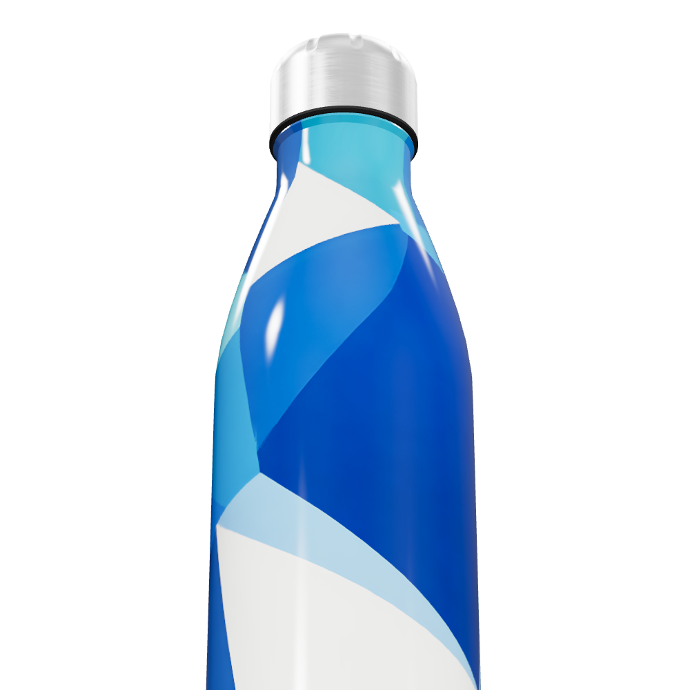 Garrafa Inox - Design Azul e Branco