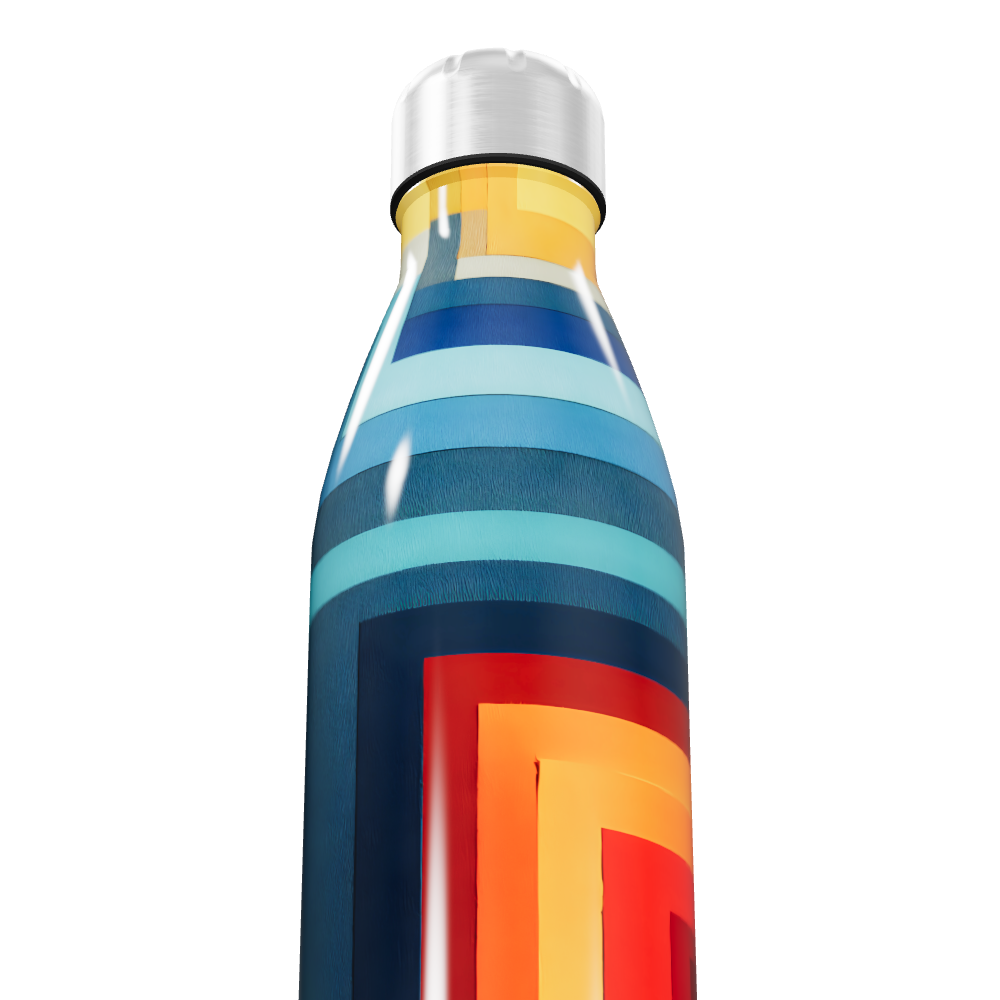 Garrafa Inox - Colorida com Listras Modernas