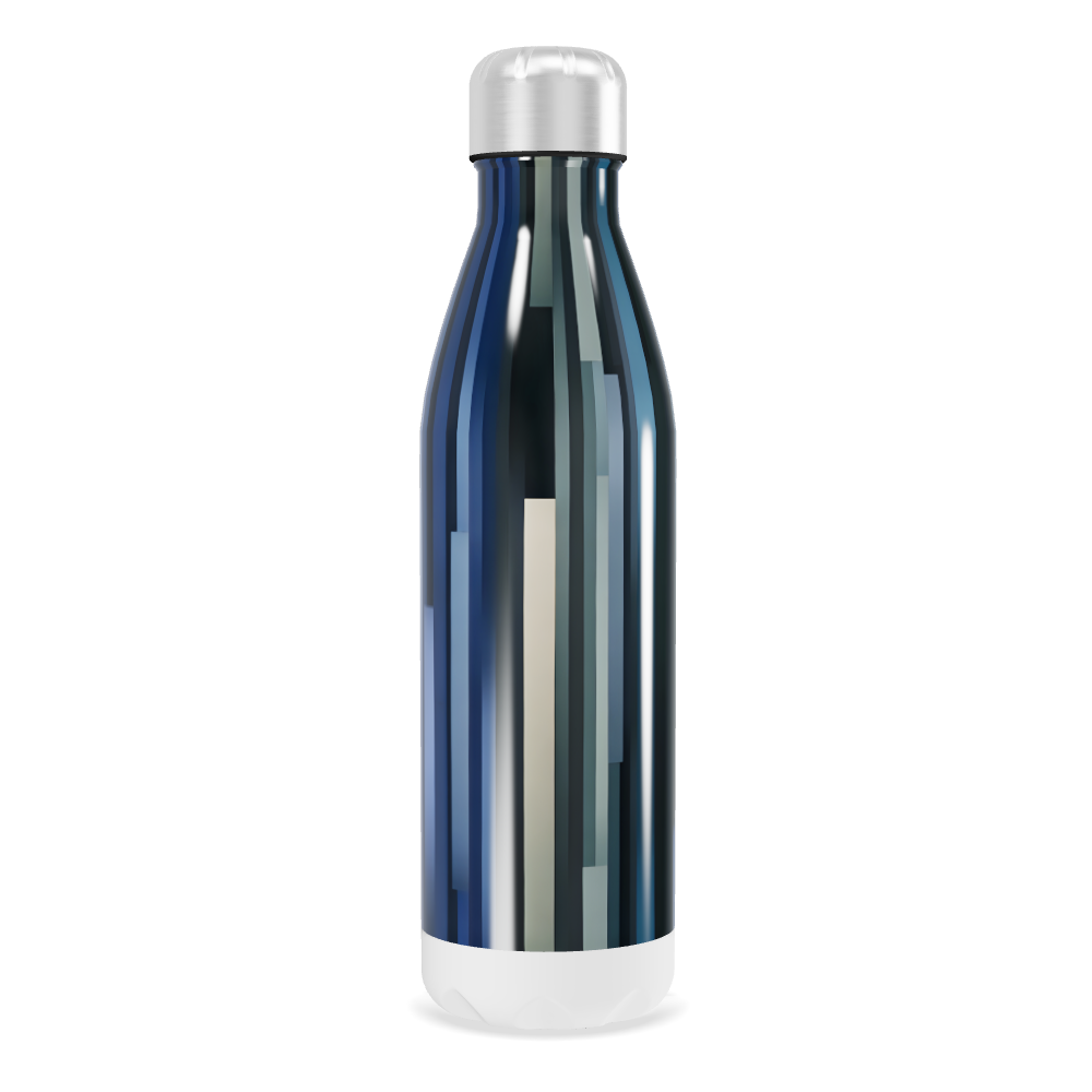 Garrafa Inox Azul - Com Listras Verticais