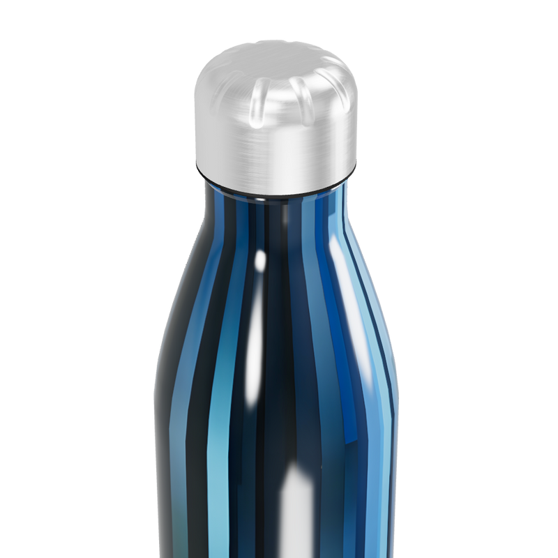 Garrafa Inox Azul - Com Listras Verticais