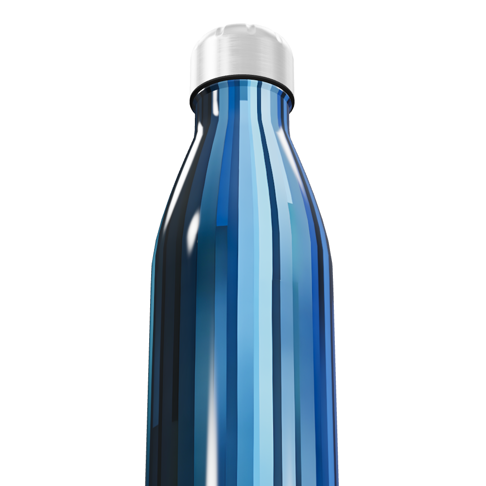 Garrafa Inox Azul - Com Listras Verticais