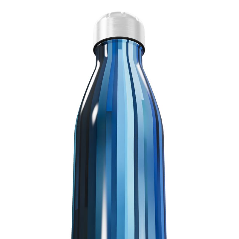 Garrafa Inox Azul - Com Listras Verticais