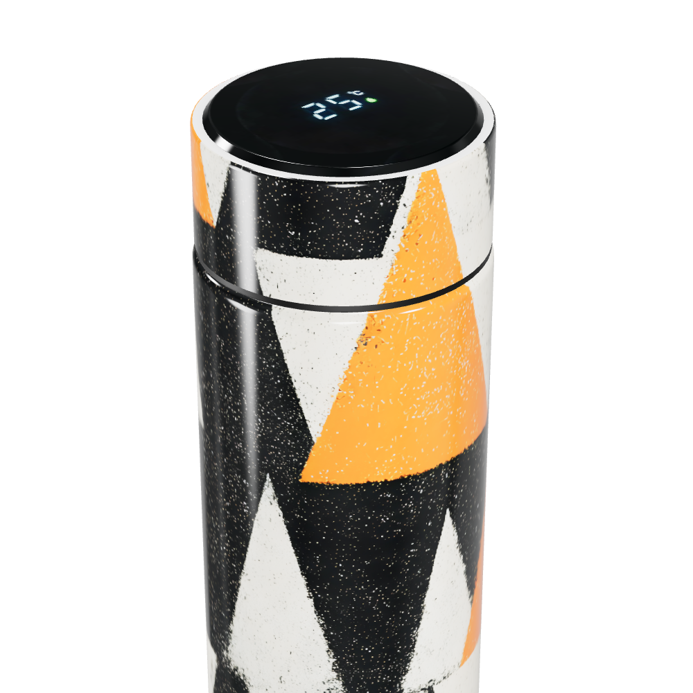 Garrafa Térmica Touch - Geométrica Preta e Laranja