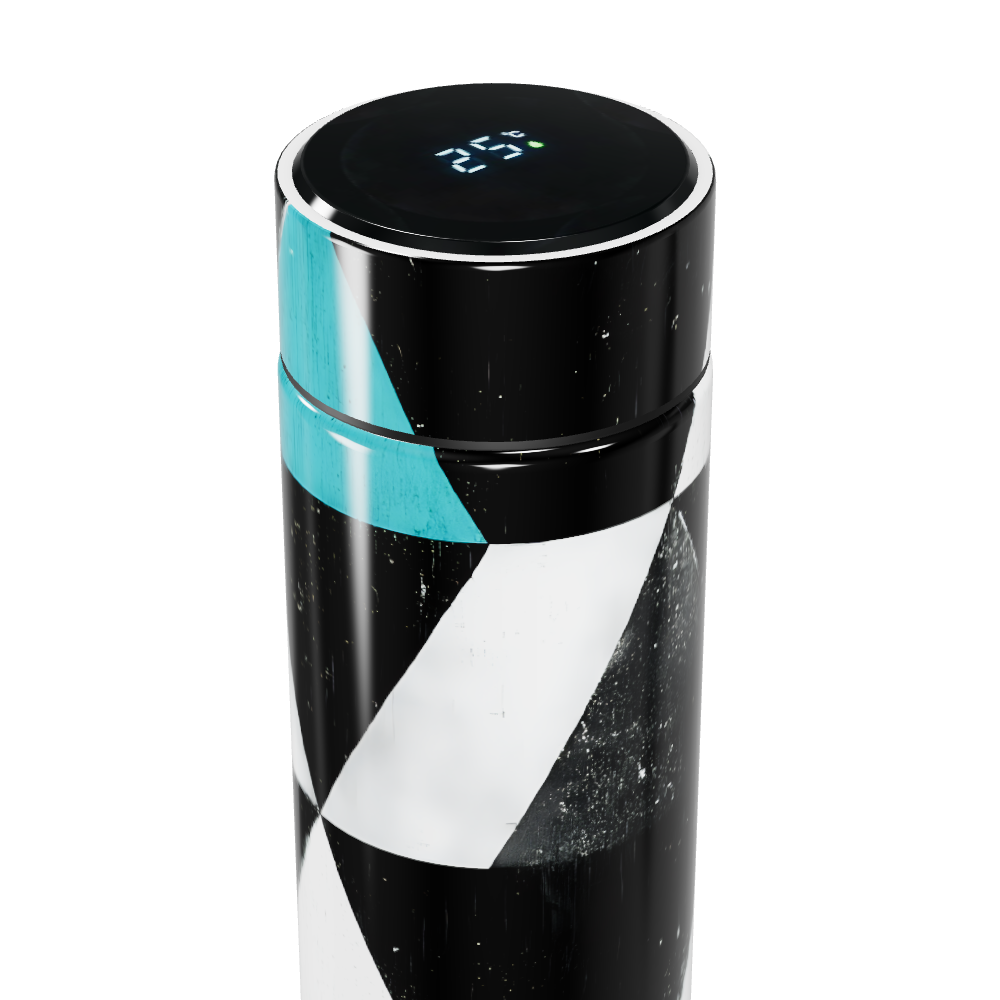 Garrafa Térmica Touch - Geométrica Preto e Azul