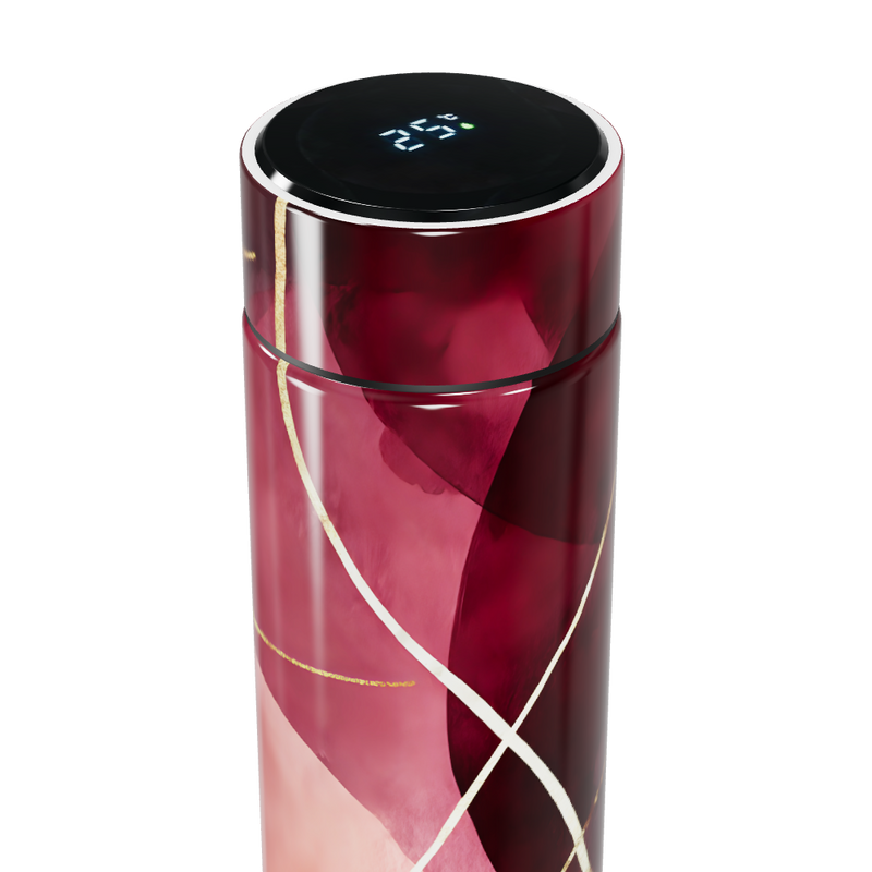 Garrafa Térmica Touch - Vermelha com Detalhes Dourados