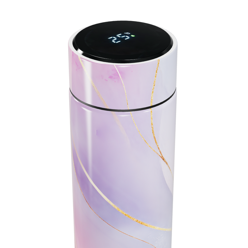 Garrafa Térmica Touch - Branca com Linhas Douradas