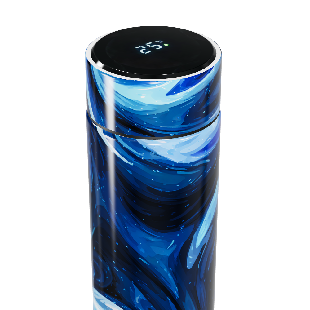 Garrafa Térmica Touch - Azul com Estampa Artística